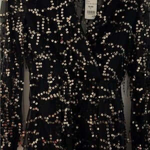 NWT Black Sequin Long Sleeve ROMPER